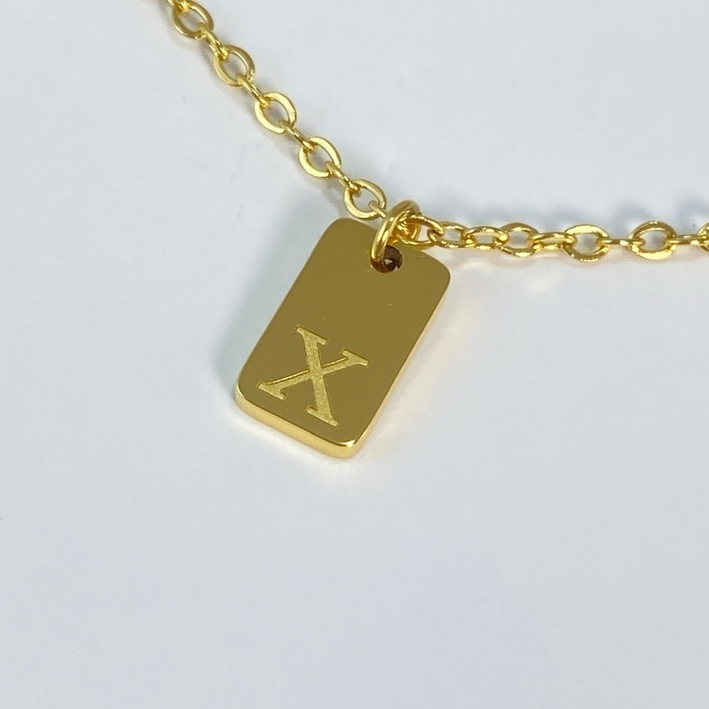 Initial Letter X Tag Necklace